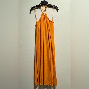 Old Navy Orange Halter Midi Dress Size L